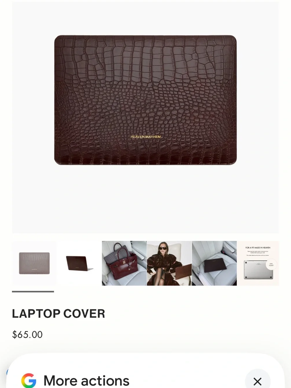 CROCODILE-EMBOSSED BROWN LEATHER VEGAN LEATHER + POLYCARBONATE TOP COVER ONLY